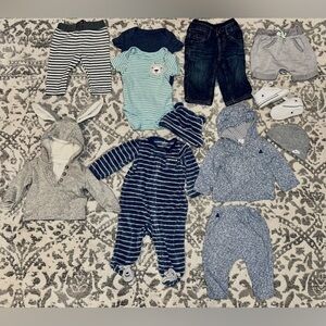 12 Piece Baby Boy Size 3-6M Mixed Bundle & Converse All-Star Crib Shoes (Size 3)